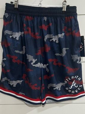 Atlanta Braves Navy Red Kids Swim Trunks with Team Emblem